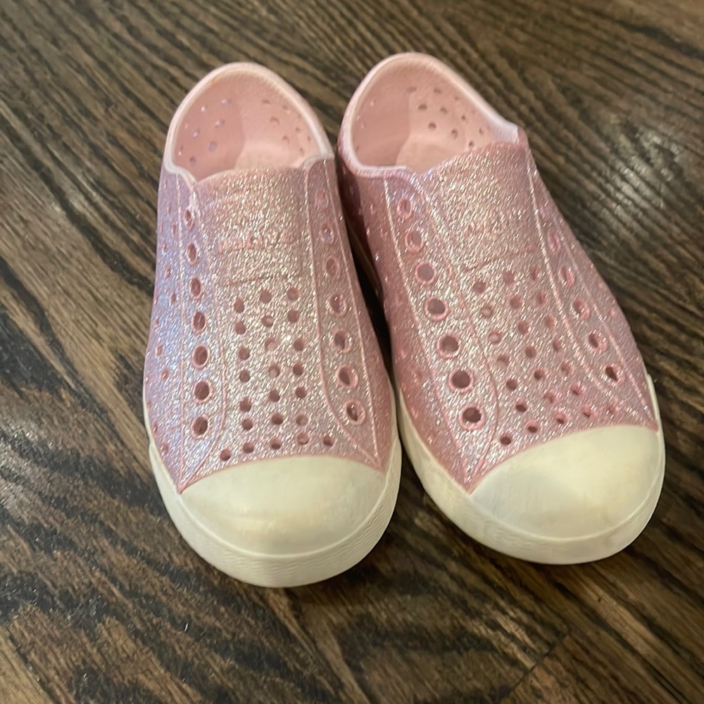 Pink glitter natives shoes size c9